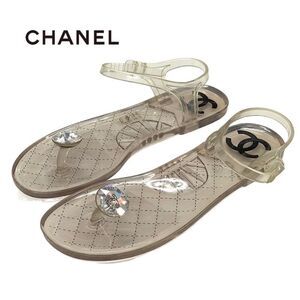 Chanel Sandals Shoes Rubber Clear Thong Sandals Flat Sandals Here Mark Bijou